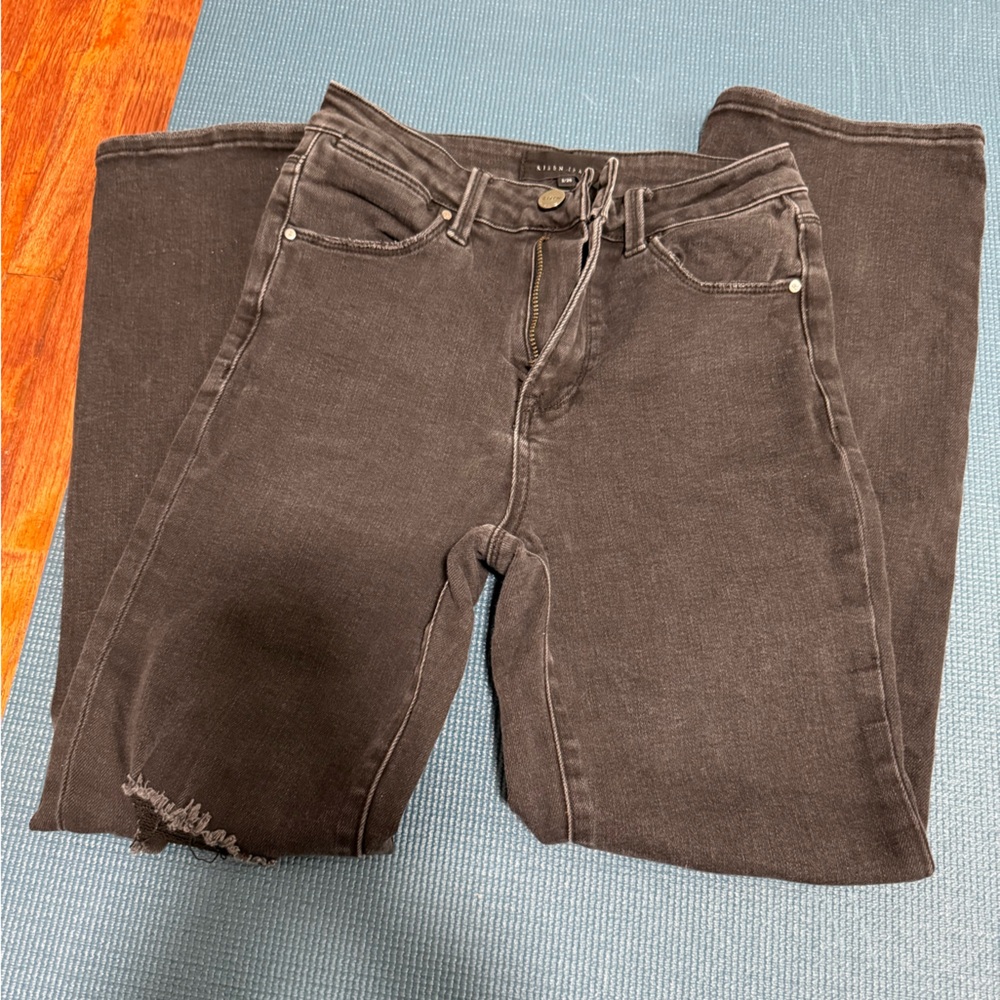 Vigoss Women's High Rise Distressed Brown Jeans